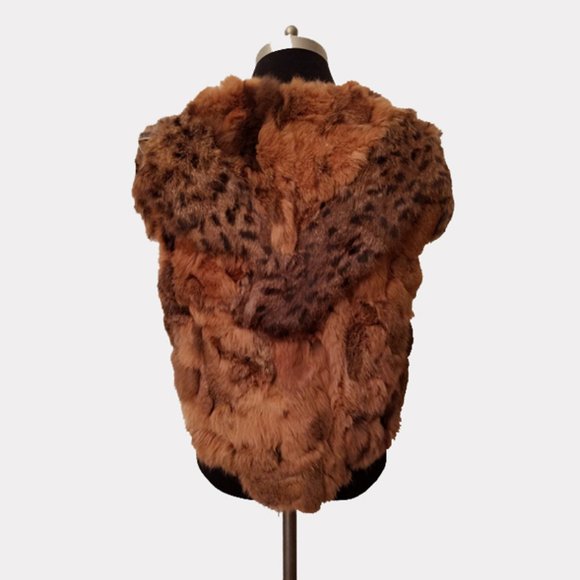 Vtg 80s Multicolor Animal Print Fur Vest S - Picture 4 of 11